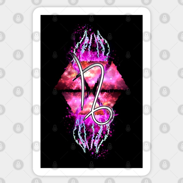 Capricorn Zodiac - Pink Abstract Sticker by Scailaret